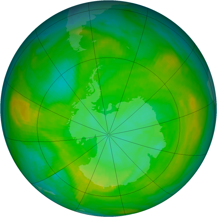 Antarctic ozone map for 30 December 1981